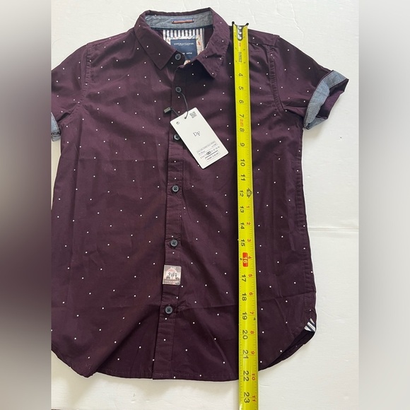 Denim & Flower Purple Polka Dot Short Sleeve Button Up Dresss Shirt New - Picture 8 of 8